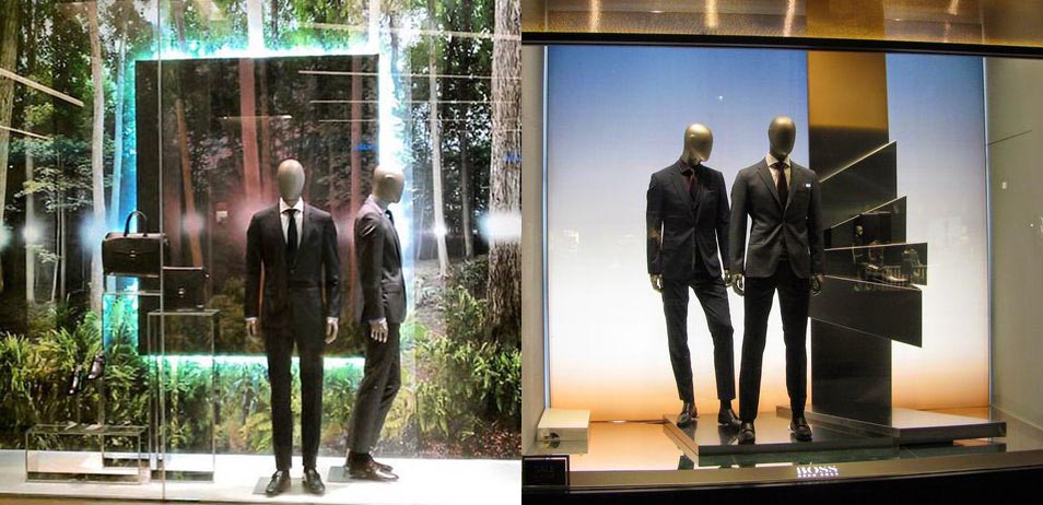 vetrina Hugo Boss per allestimento vetrine abbigliamento uomo