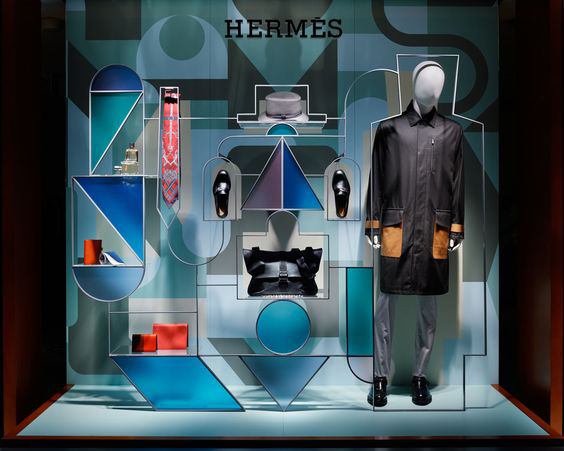 allestimento vetrine abbigliamento uomo Hermès