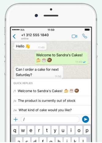WhatsApp Business esempio messaggi di risposta rapida