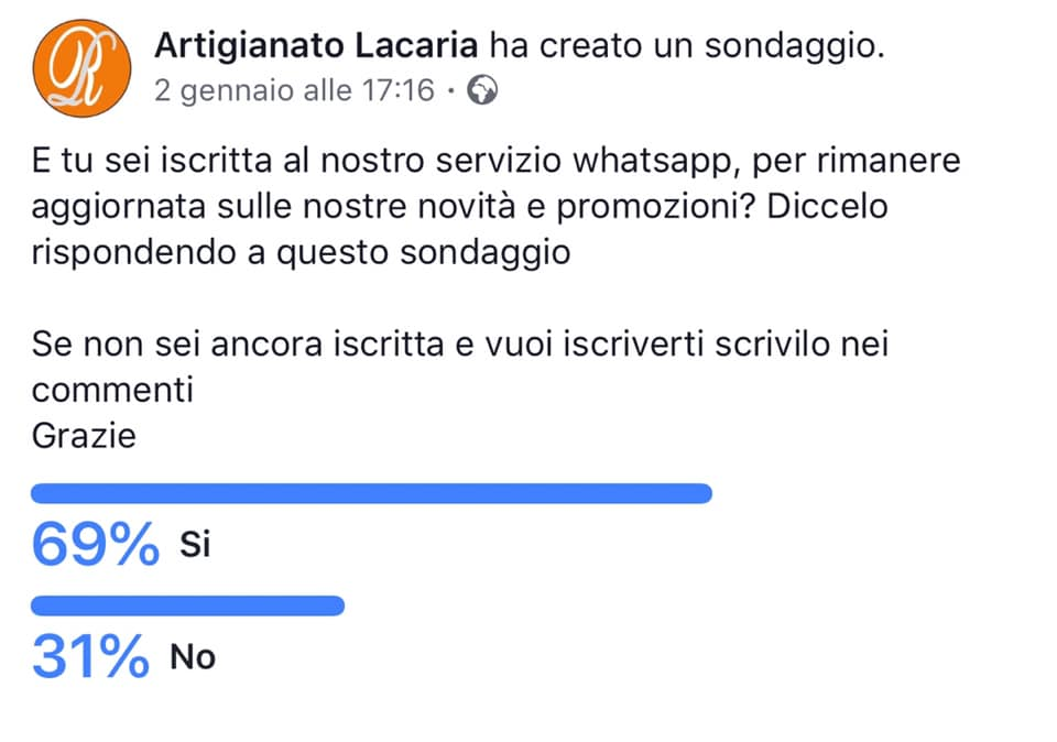 Sondaggio su Facebook screenshot