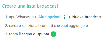 Come fare una lista broadcast WhatsApp Business